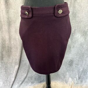 Adrienne Vittadini Deep Plum Pencil Skirt with Button Tab Waist